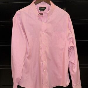 Lauren Ralph Lauren Men's Button Down Shirt Non-Iron Long Sleeve Pink 18  36/37